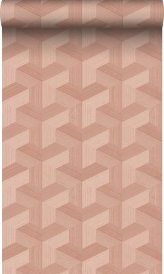 Origin Wallcoverings PP intissé éco texture graphique 3D rose terracotta - 50 x 900 cm - 348002