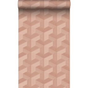 Origin Wallcoverings PP intissé éco texture graphique 3D rose terracotta - 50 x 900 cm - 348002