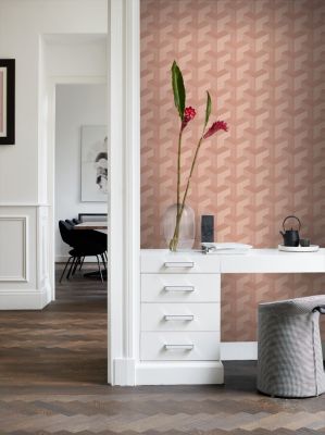 Origin Wallcoverings PP intissé éco texture graphique 3D rose terracotta - 50 x 900 cm - 348002