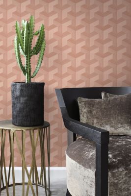 Origin Wallcoverings PP intissé éco texture graphique 3D rose terracotta - 50 x 900 cm - 348002