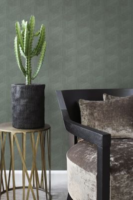 Origin Wallcoverings PP intissé éco texture graphique 3D vert grisé - 50 x 900 cm - 347996