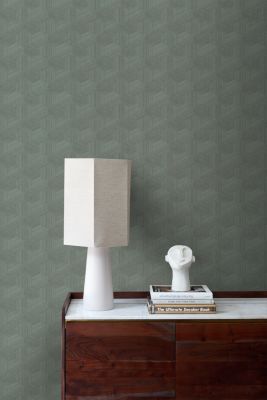 Origin Wallcoverings PP intissé éco texture graphique 3D vert grisé - 50 x 900 cm - 347996