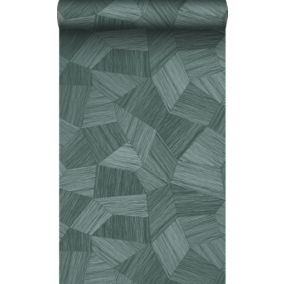 Origin Wallcoverings PP intissé éco texture graphique 3D vert pétrole - 0.53 x 10.05 m - 347823