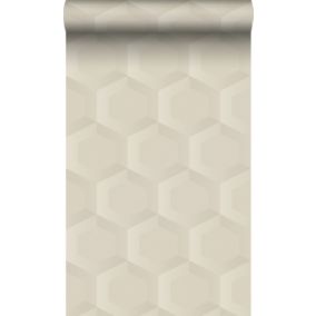 Origin Wallcoverings PP intissé éco texture hexagone 3d beige clair - 0.53 x 10.05 m - 348018