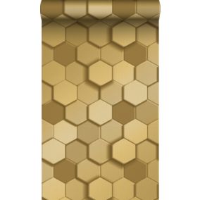 Origin Wallcoverings PP intissé éco texture hexagone 3d or - 0.53 x 10.05 m - 347971