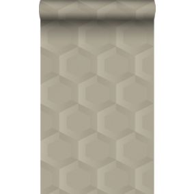 Origin Wallcoverings PP intissé éco texture hexagone 3d sable beige - 0.53 x 10.05 m - 348019