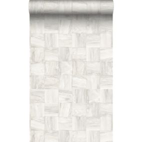 Origin Wallcoverings PP intissé éco texture morceaux carrés de déchets de bois blanc crème - 53 cm x 10,05 m - 347515