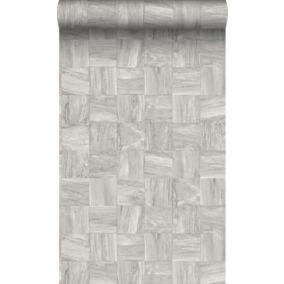 Origin Wallcoverings PP intissé éco texture morceaux carrés de déchets de bois gris clair - 53 cm x 10,05 m - 347518