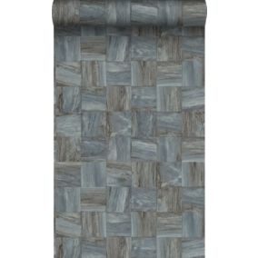 Origin Wallcoverings PP intissé éco texture morceaux carrés de déchets de bois gris pâle - 53 cm x 10,05 m - 347514