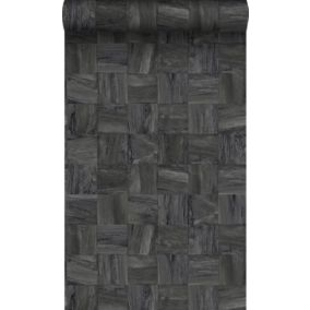 Origin Wallcoverings PP intissé éco texture morceaux carrés de déchets de bois noir - 53 cm x 10,05 m - 347520