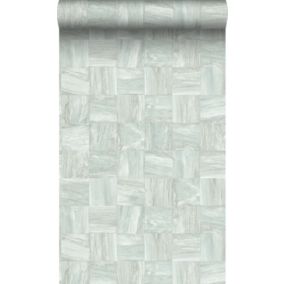 Origin Wallcoverings PP intissé éco texture morceaux carrés de déchets de bois vert grisé clair - 53 cm x 10,05 m - 347516