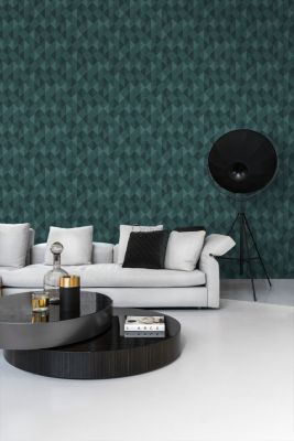 Origin Wallcoverings PP intissé éco texture motif graphique en 3D bleu canard - 50 x 900 cm - 347888