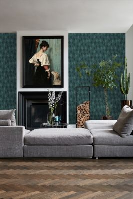 Origin Wallcoverings PP intissé éco texture motif graphique en 3D bleu canard - 50 x 900 cm - 347888