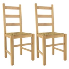 ORTA - Lot de 2 Chaises  et Assises en Paille