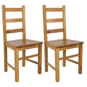 ORTA - Lot de 2 Chaises Teinté Chêne et Assises en Bois