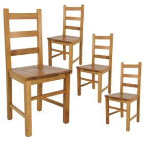 ORTA - Lot de 4 Chaises Teinté Chêne et Assises en Bois