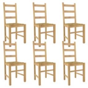 ORTA - Lot de 6 Chaises  et Assises en Paille