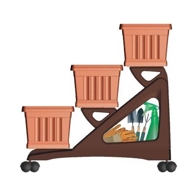 Orto Easy - Lot de 3 jardinières avec chariot - Tenné