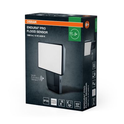 OSRAM ENDURA PRO projo. mural ext. à capteur 15W gris