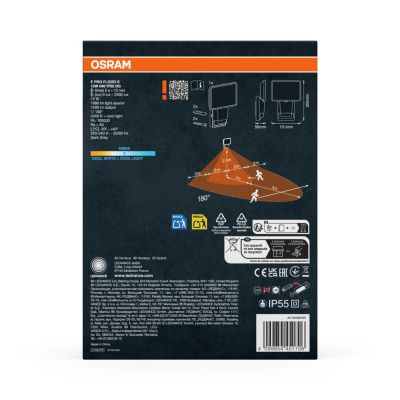 OSRAM ENDURA PRO projo. mural ext. à capteur 15W gris