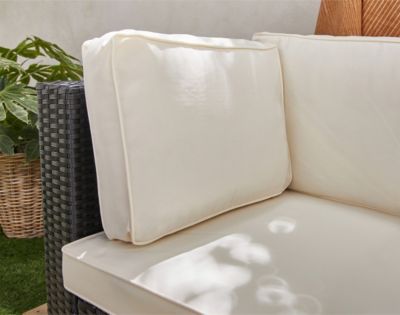 Otaki - salon bas de jardin modulable 5 places - résine tressée noire et coussins beiges - Best Mobilier