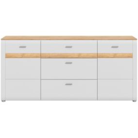 Othan - Buffet (L/H/P : 185x86x43 cm) en mélaminé gris cendré mat