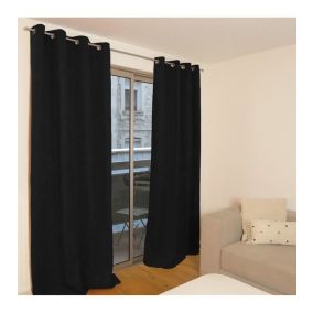 OTTAWA - Rideau thermique occultant jacquard 140x260 cm Coloris - Noir