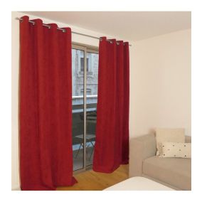 OTTAWA - Rideau thermique occultant jacquard 140x260 cm Coloris - Rouge