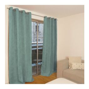 OTTAWA - Rideau thermique occultant jacquard 140x260 cm Coloris - Vert d'eau