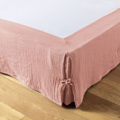 OUREA - Cache-Sommier à Nouettes 160x200cm Gaze de Coton Rose Pêche