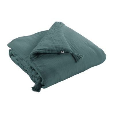 OUREA - Couvre-pied 150x150cm Capitonné Gaze de Coton Canard