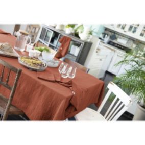 OUREA - Nappe Rectangulaire 150x250cm Gaze de Coton Terracotta