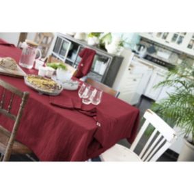 OUREA - Nappe Rectangulaire 150x350cm Gaze de Coton Lie de Vin