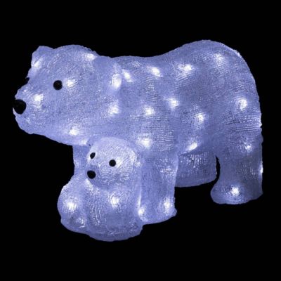 Ours et ourson lumineux extérieur h27cm 60 led à panneau solaire - feeric lights & christmas