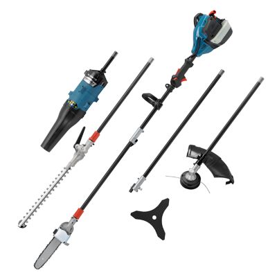 Outil de jardin multifonctions thermique Erbauer 47 cc, souffleur, taille-haie, élagueuse sur perche, coupe bordures