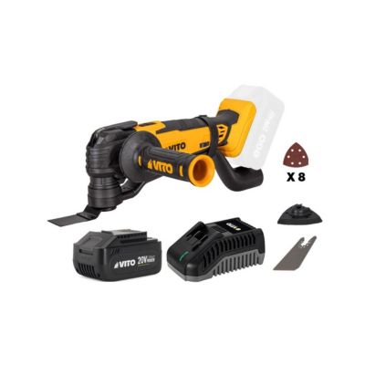 Outil multifonction 20V + Batterie lithium 2Ah Poncer Couper Gratter Scier 11 Accessoires  + Chargeur VITO