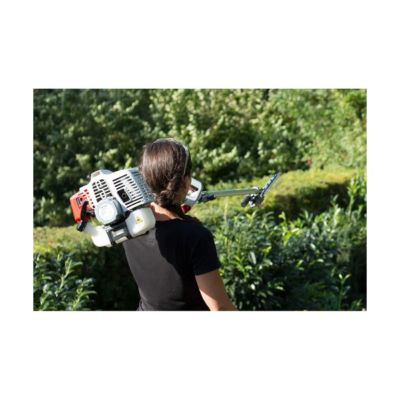 Outils de Jardin Multifonction Thermique 4en1 Taille haie + Elagueuse + Débroussailleuse (lame et bobine) Harnais Confort IKRA