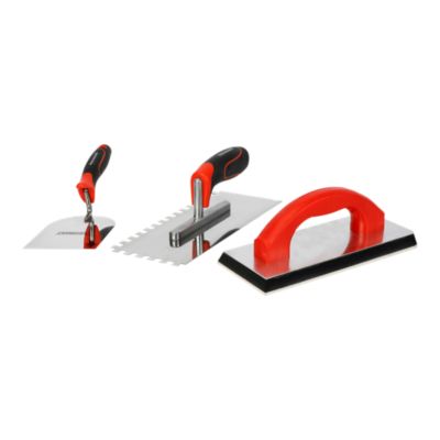Outils de pose et jointoiement de carrelage 3 pièces avec taloche et platoirs inox Performance