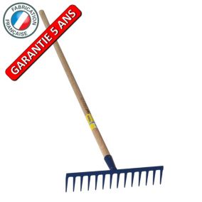 Outils Perrin Râteau 16 dents droites soudées manche 1,5m, outil trempé haute résistance, jardin,potager