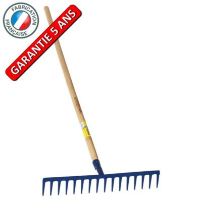 Outils Perrin Râteau forgé 16 dents droites manche 1,50m , outil trempé haute résistance, jardin,potager