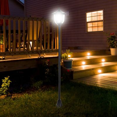 Lampadaire Solaire 3 Lumières Style Bohème - Rotin - IP44 - Pour Jardin Et Terrasse
