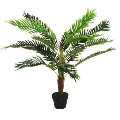 Outsunny Palmier artificiel hauteur 123 cm arbre artificiel décoration plastique fil de fer pot inclus vert