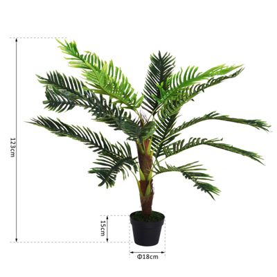 Outsunny Palmier artificiel hauteur 123 cm arbre artificiel décoration plastique fil de fer pot inclus vert