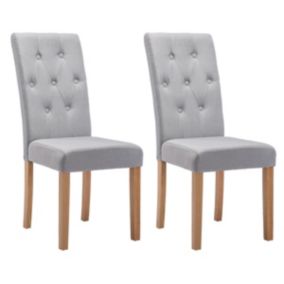 OXFORD - Lot de 2 Chaises Grises avec Boutons