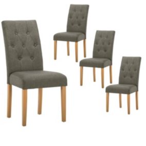 OXFORD - Lot de 4 Chaises Gris Taupe avec Boutons