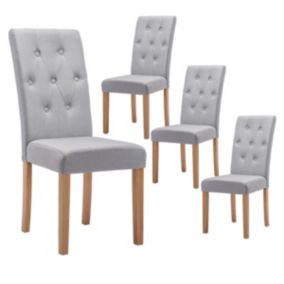 OXFORD - Lot de 4 Chaises Grises avec Boutons