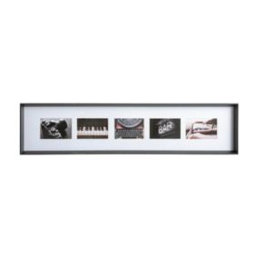 Pêle - mêle "Axel" - bois et verre - 5 photos - Noir- Atmosphera