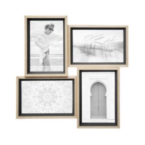 Pêle - mêle "Moly" - bois et verre - 4 photos - Blanc- Atmosphera
