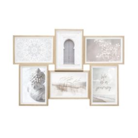 Pêle - mêle "Moly" - bois et verre - 6 photos - Blanc- Atmosphera