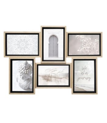 Pêle - mêle "Moly" - bois et verre - 6 photos - Blanc- Atmosphera